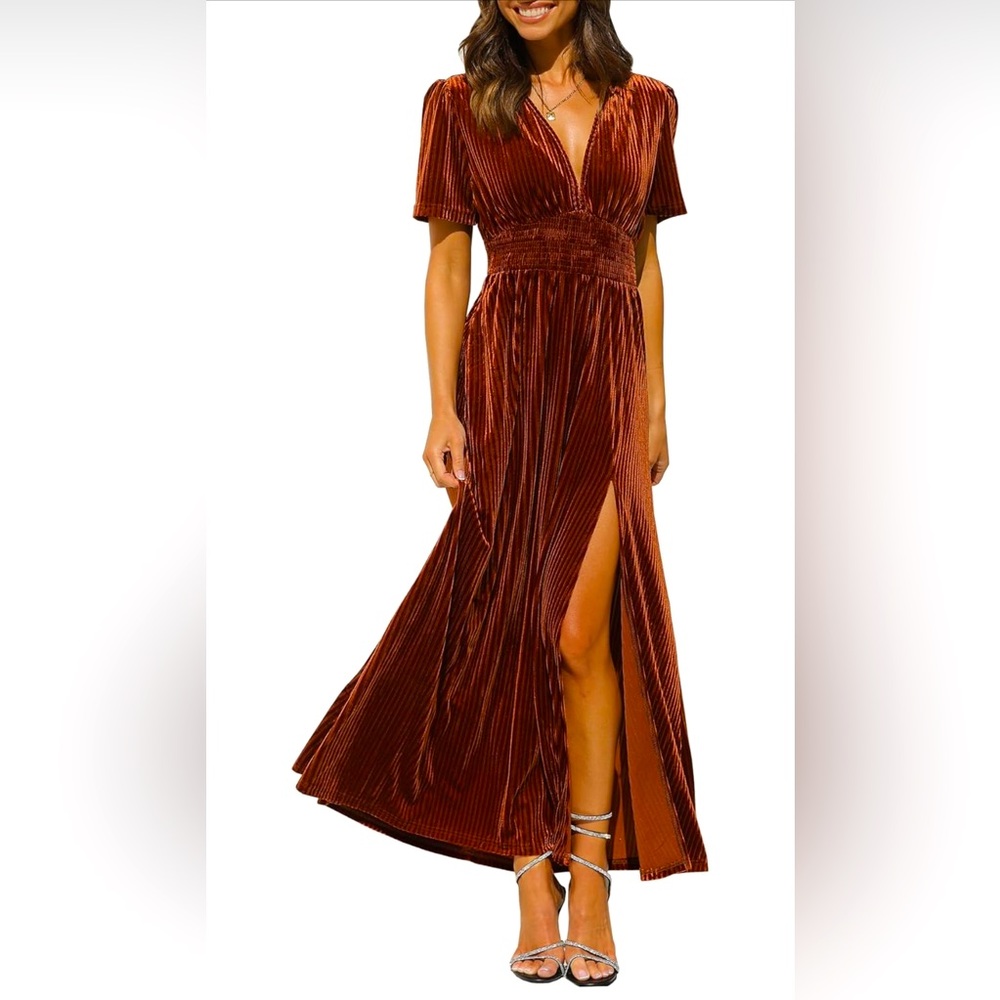New Velvet Western Maxi Wedding Guest Dress